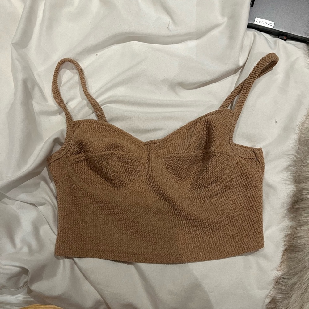 Tan corset crop top